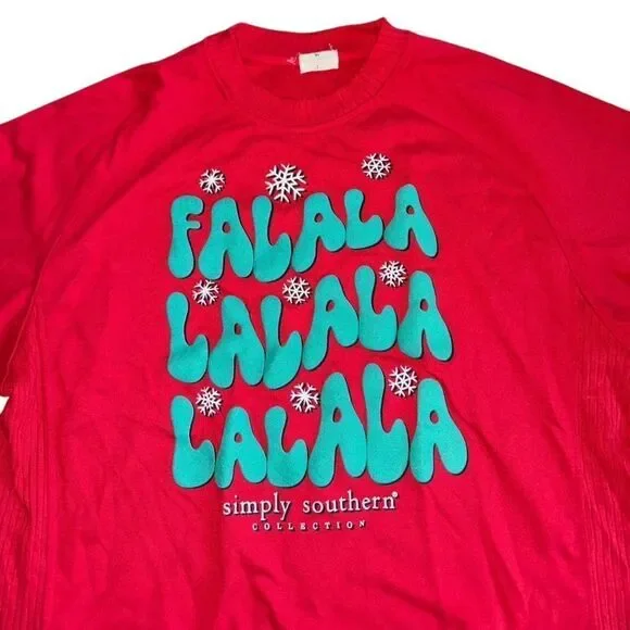 Simply Southern Women's Falala Holiday Long Sleeve Sweatshirt Size Large - Picture 6 of 7